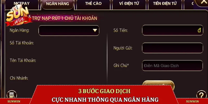 3 bước giao dịch cực nhanh thông qua ngân hàng