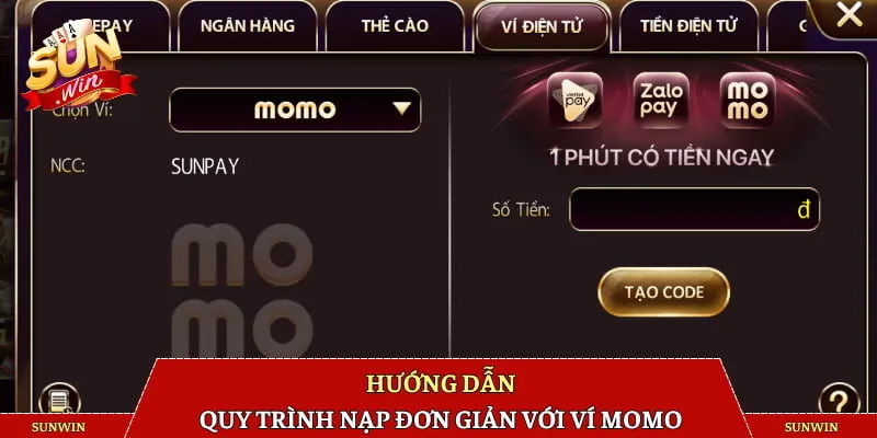 Hướng dẫn quy trình nạp đơn giản với ví Momo