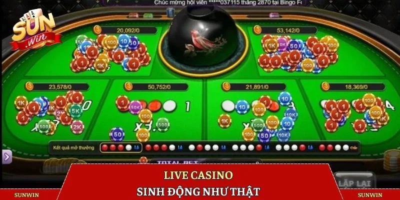 Live casino sinh động như thật
