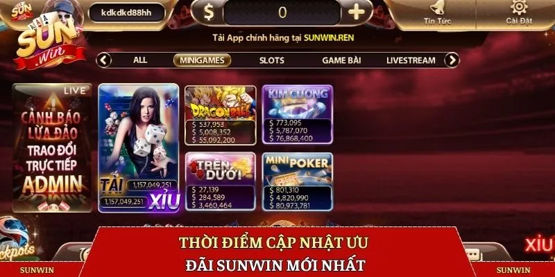 Thời điểm cập nhật ưu đãi SUNWIN mới nhất