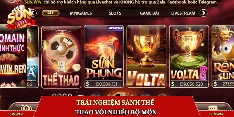 Trải nghiệm sảnh thể thao với nhiều bộ môn